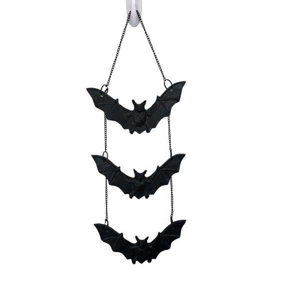 Holiday Hanging Vampire Bats Black Wrought Cast Iron Wall Hanging